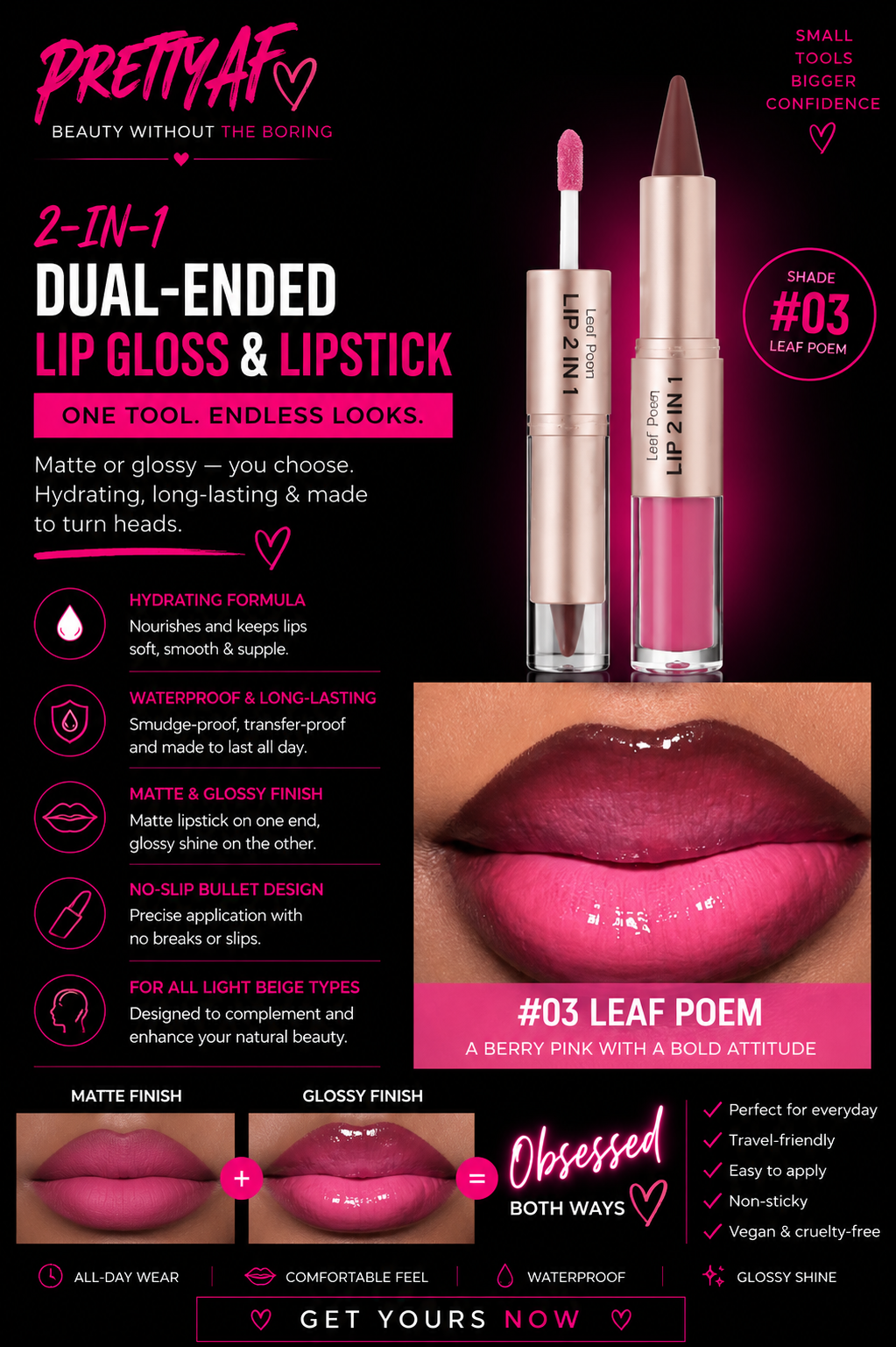 2-in-1 Dual Ended Lipgloss & Lipstick