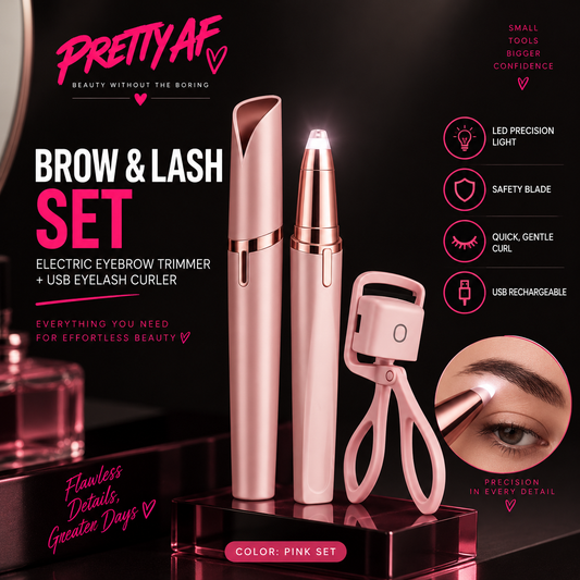 Pretty AF - The Brow & Lash Duo |Precision Trimmer + Heated Lash Curler