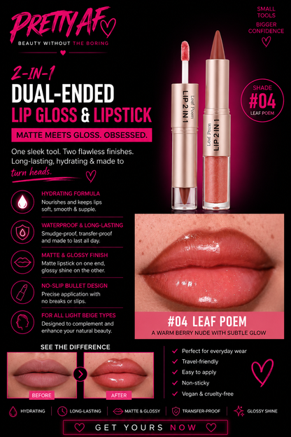 2-in-1 Dual Ended Lipgloss & Lipstick