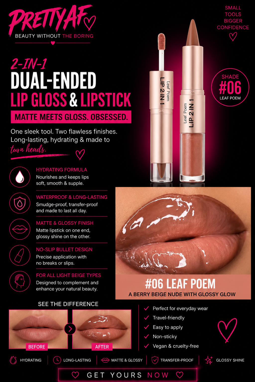 2-in-1 Dual Ended Lipgloss & Lipstick