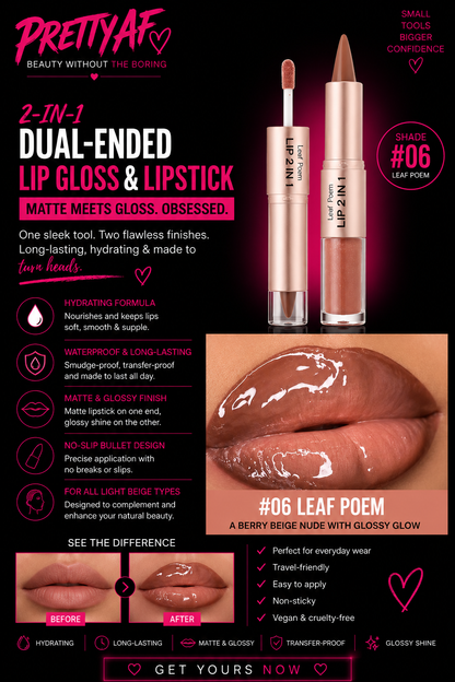 2-in-1 Dual Ended Lipgloss & Lipstick